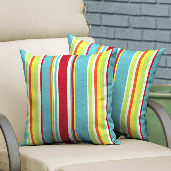 Multi Stripe 16" Outdoor Throw Pillow, Set of 2
