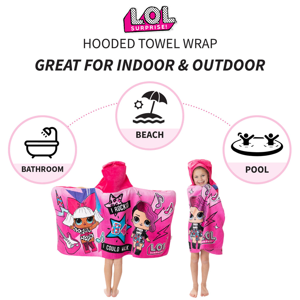 Kids Bath and Beach Hooded Towel Wrap, 100% Cotton