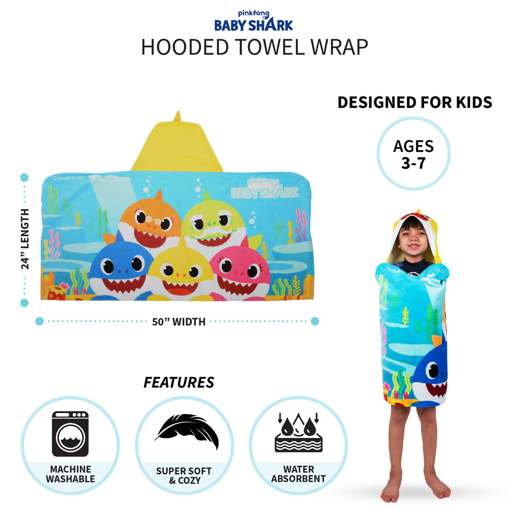 Kids Bath and Beach Soft Cotton Terry Hooded Towel Wrap, 100% Cotton