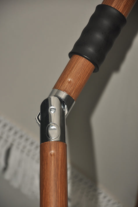 Ventura White 7.5’ Fringe Push-Up & Tilt Patio Umbrella, with Faux Wood Pole