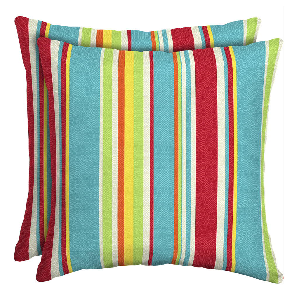 Multi Stripe 16" Outdoor Throw Pillow, Set of 2