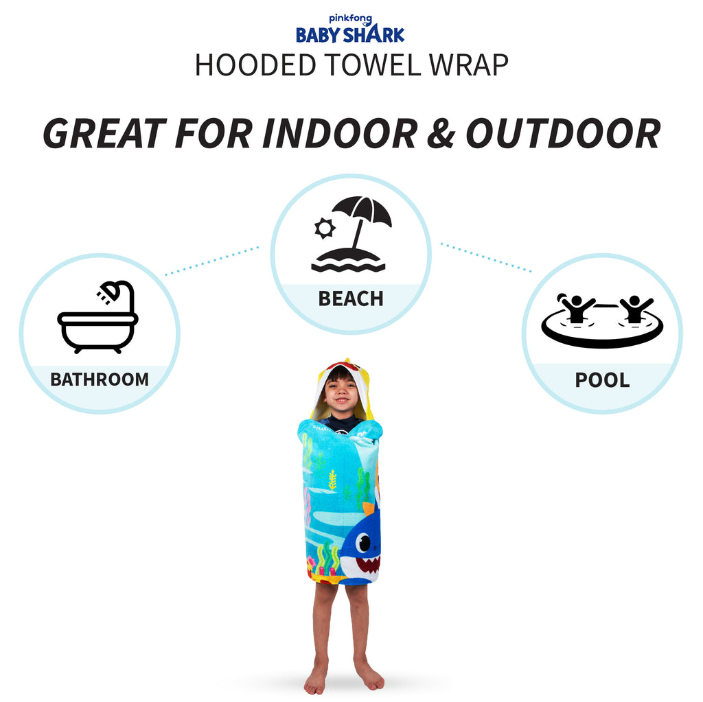 Kids Bath and Beach Soft Cotton Terry Hooded Towel Wrap, 100% Cotton