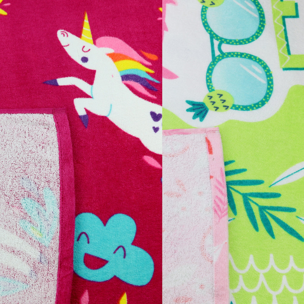 2-Piece Beach Towel Set, Beach Vibes and Unicorn Print