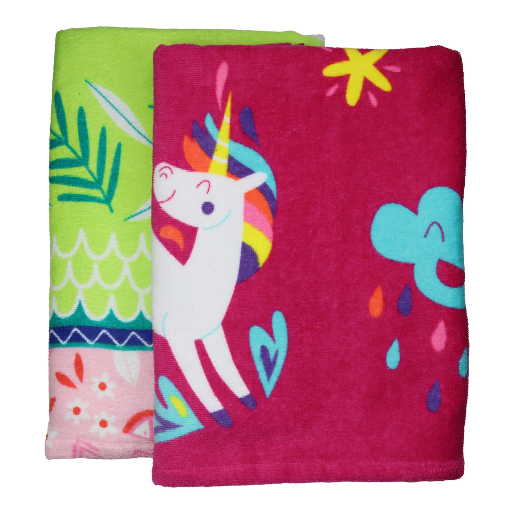 2-Piece Beach Towel Set, Beach Vibes and Unicorn Print